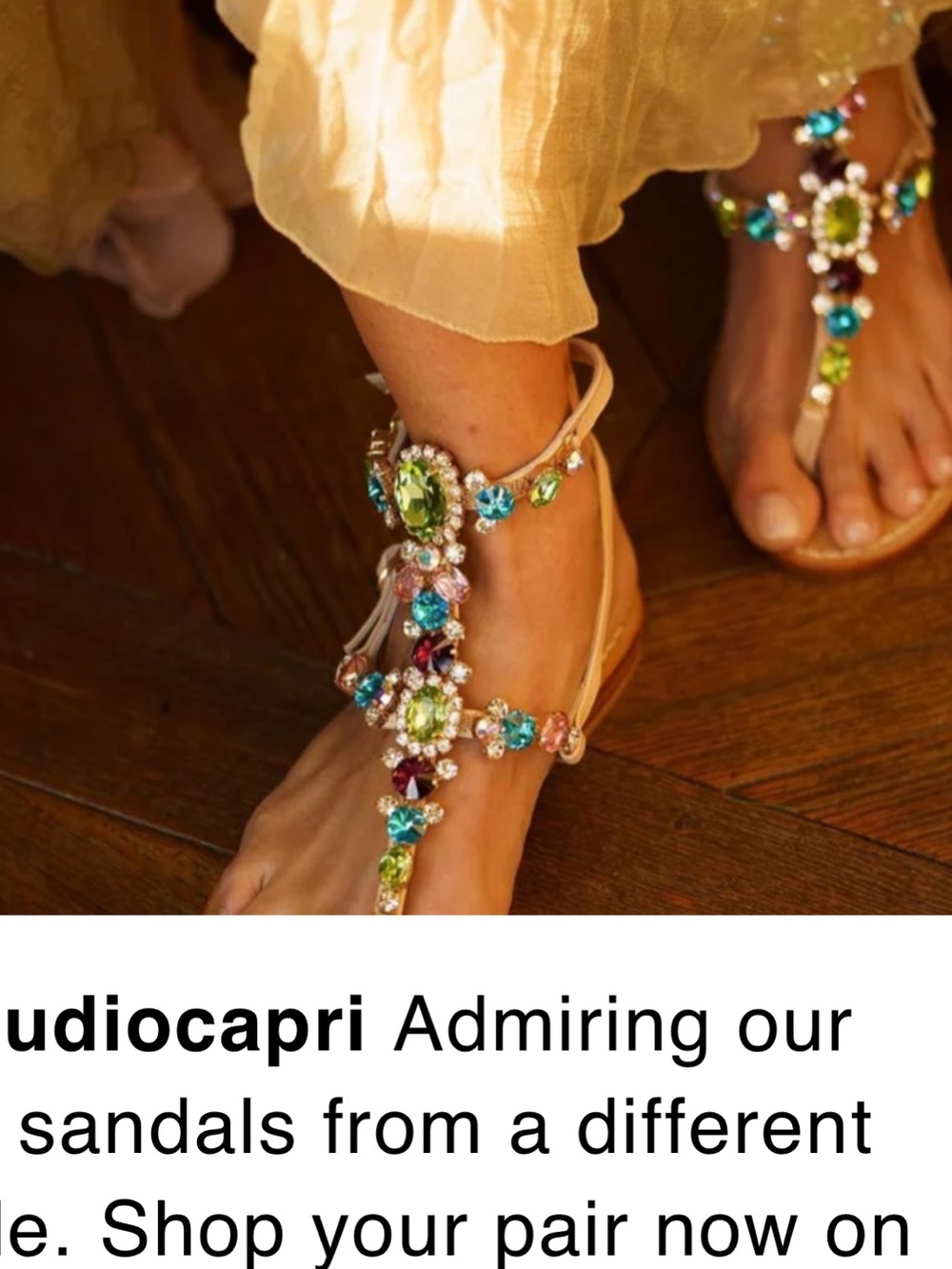 Bejeweled Nude T-Strap Women's Sandals